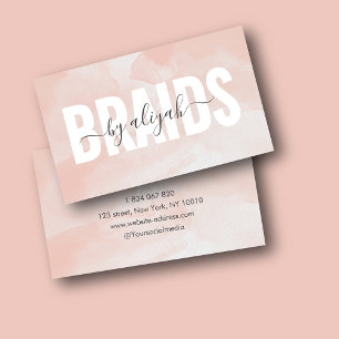Braids Typography Watercolor Blush Pink  Business Card