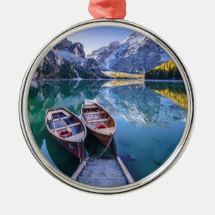Braies Lake   Dolomite Alps, Italy Metal Tree Decoration