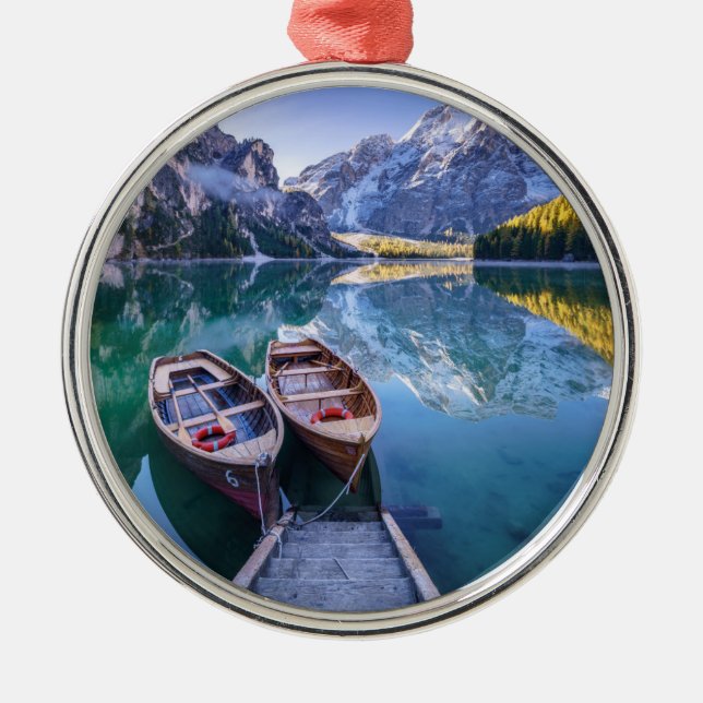 Braies Lake | Dolomite Alps, Italy Metal Tree Decoration (Front)