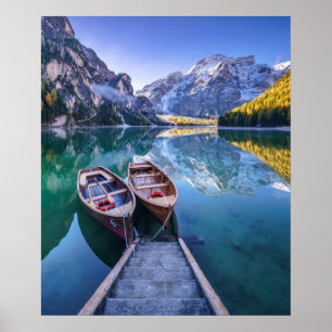 Braies Lake   Dolomite Alps, Italy Poster