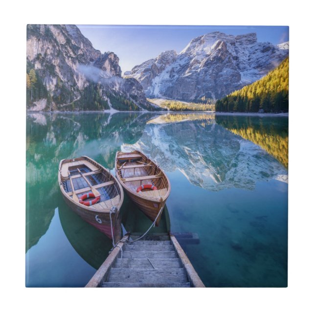 Braies Lake | Dolomite Alps, Italy Tile (Front)