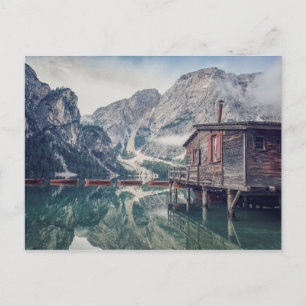 Braies lake postcard