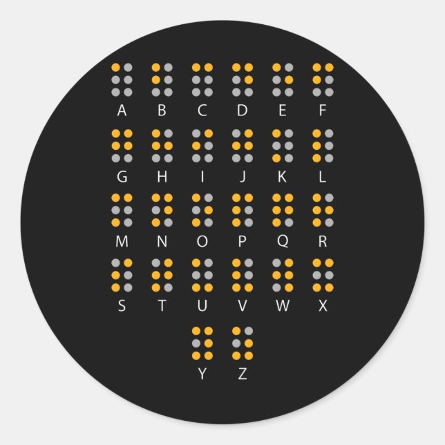 Braille Alphabet Blind Art Classic Round Sticker (Front)