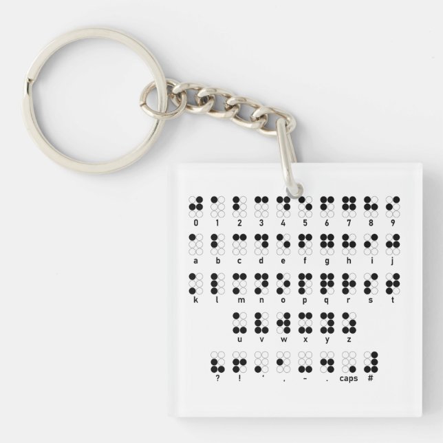 Braille alphabet blind letters symbol key ring (Front)