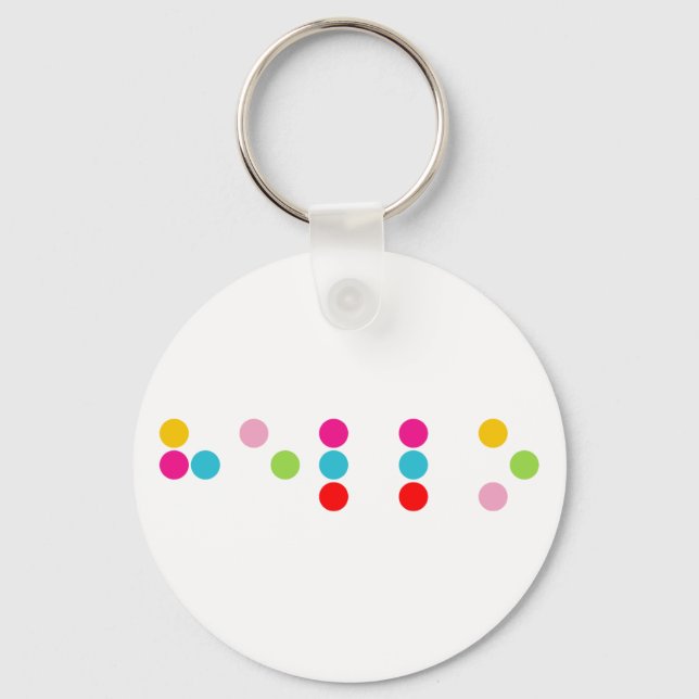 Braille blind alphabet letters hello text key ring (Front)