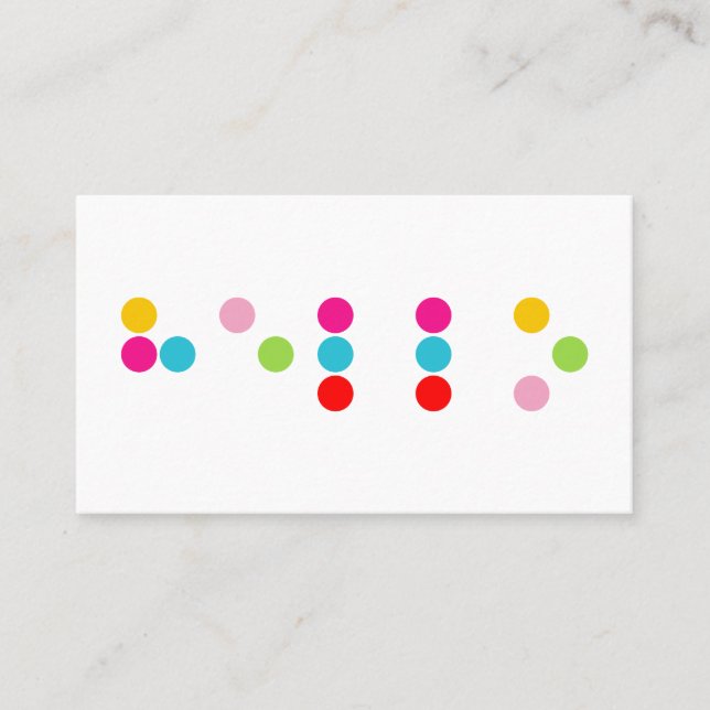 Braille blind language alphabet letters hello text business card (Front)