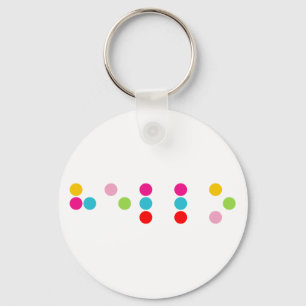 Braille blind language alphabet letters hello text key ring
