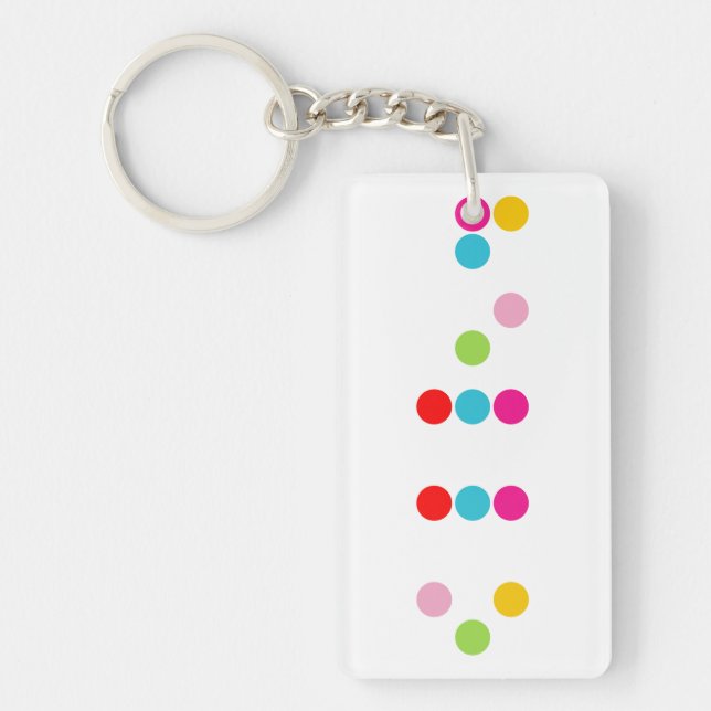 Braille blind language alphabet letters hello text key ring (Front)