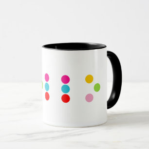 Braille blind language alphabet letters hello text mug