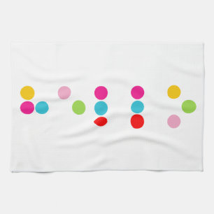 Braille blind language alphabet letters hello text tea towel