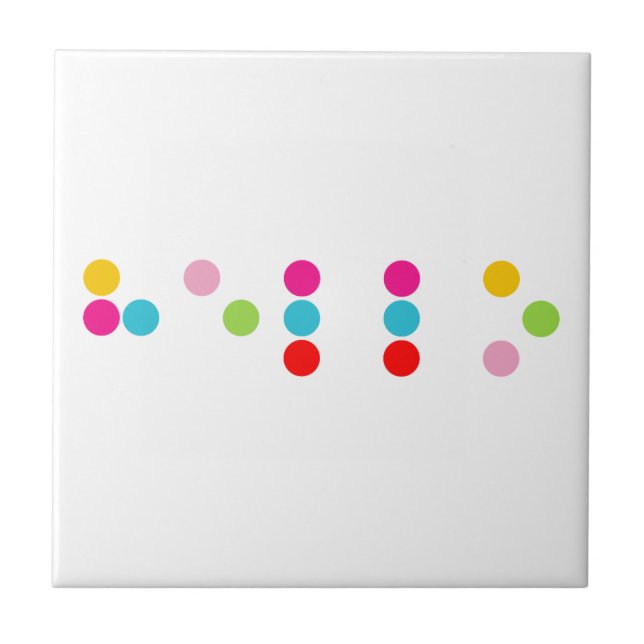 Braille blind language alphabet letters hello text tile (Front)
