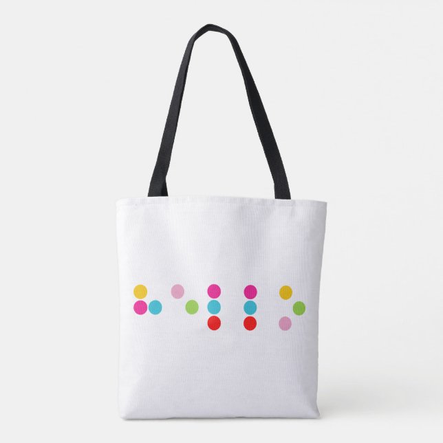 Braille blind language alphabet letters hello text tote bag (Back)
