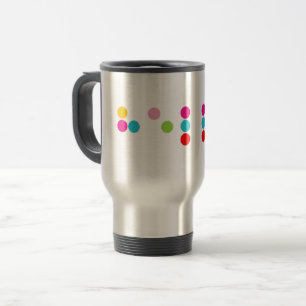 Braille blind language alphabet letters hello text travel mug