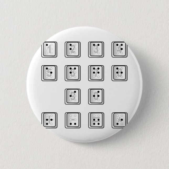 Braille Computer Key Numbers 6 Cm Round Badge (Front)