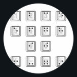 Braille Computer Key Numbers Classic Round Sticker<br><div class="desc">A computer key number set with Braille</div>