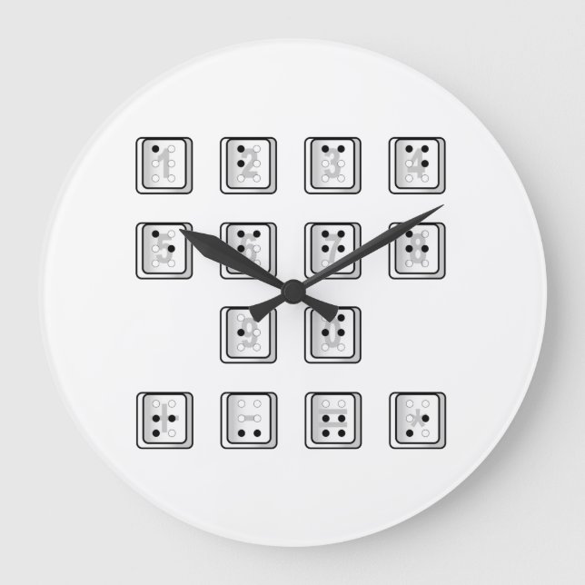 Braille Computer Key Numbers Large Clock (Front)
