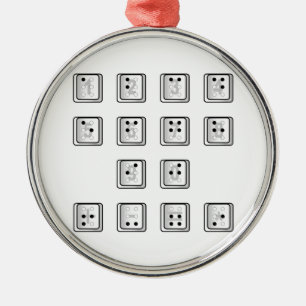 Braille Computer Key Numbers Metal Tree Decoration