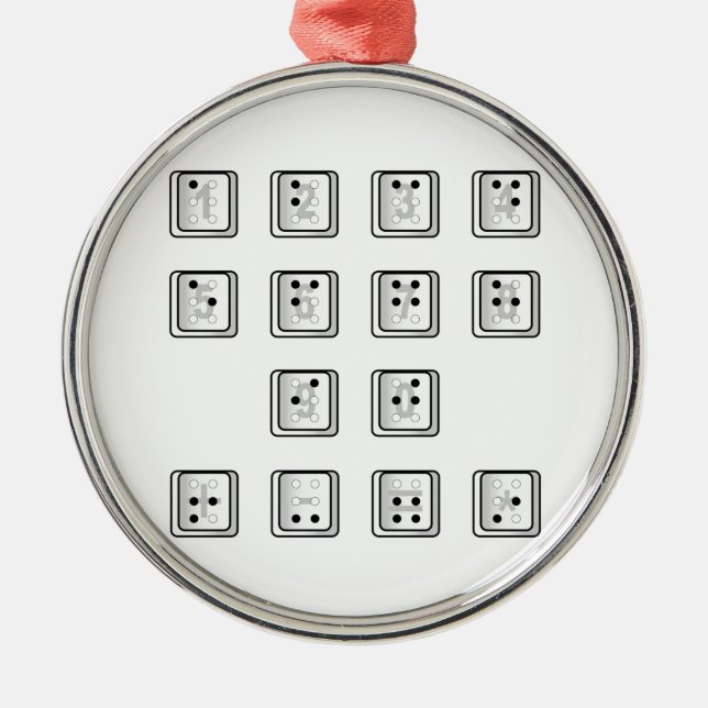 Braille Computer Key Numbers Metal Tree Decoration (Front)