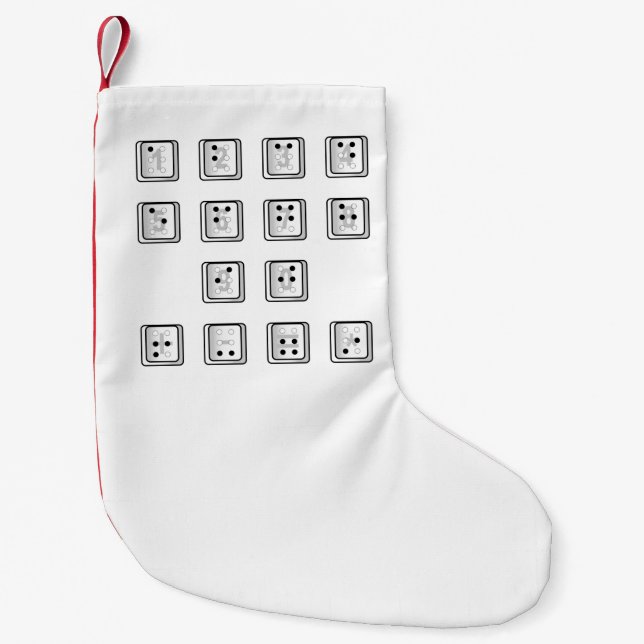 Braille Computer Key Numbers Small Christmas Stocking (Front)