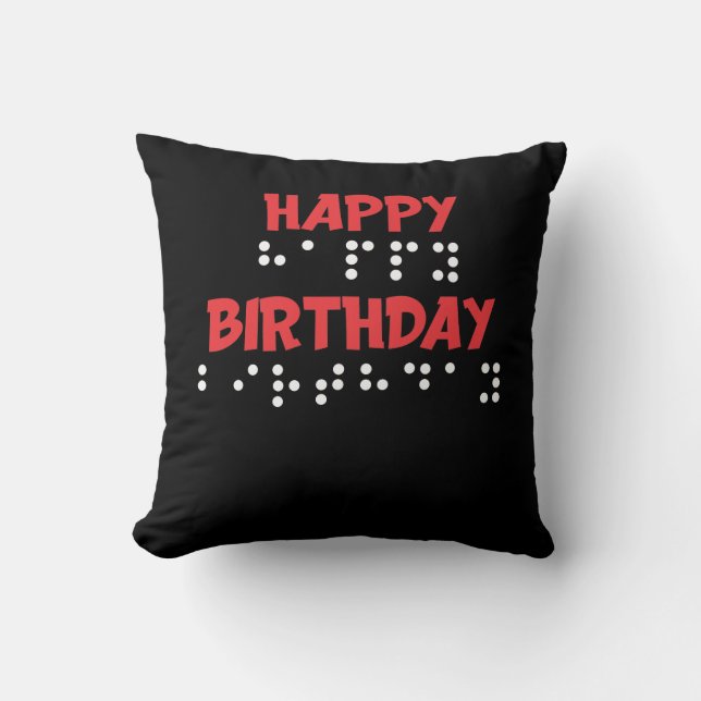 Braille Dots - Happy Birthday t-shirt Blind Cushion (Front)