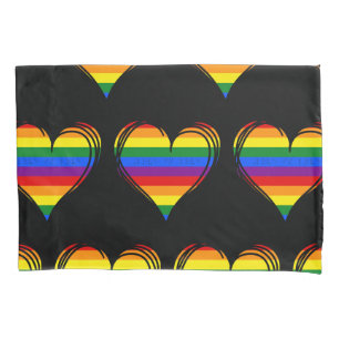 Braille "Love Is Love" Rainbow Heart Pillowcase