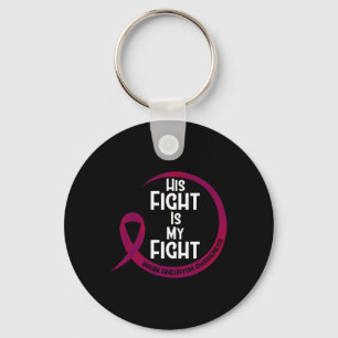 Brain Aneurysm Awareness Burgundy Ribbon His Fight Key Ring