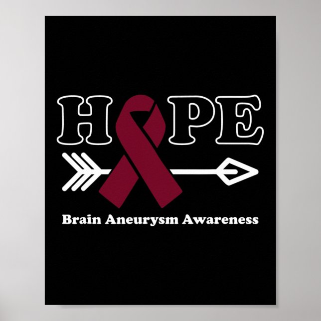 - Brain Aneurysm Awareness Burgundy Ribbon  Poster (Front)