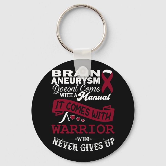 Brain Aneurysm Awareness Burgundy Ribbon Warrior S Key Ring (Front)