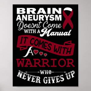 Brain Aneurysm Awareness Burgundy Ribbon Warrior S Poster