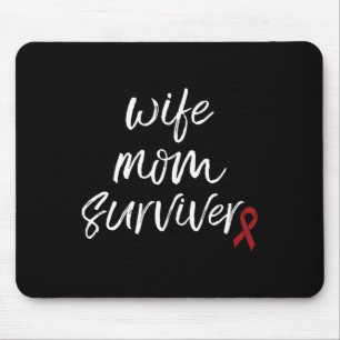 Brain Aneurysm Awareness Burgundy Ribbon Wife Mom  Mouse Mat