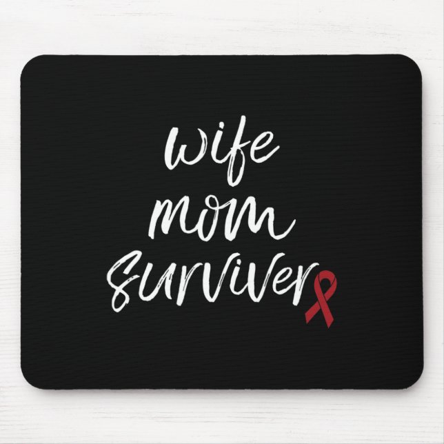 Brain Aneurysm Awareness Burgundy Ribbon Wife Mum  Mouse Mat (Front)