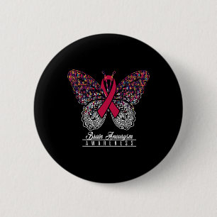 Brain Aneurysm Awareness Butterfly Lovers Gifts 6 Cm Round Badge