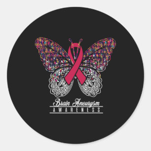 Brain Aneurysm Awareness Butterfly Lovers Gifts Classic Round Sticker