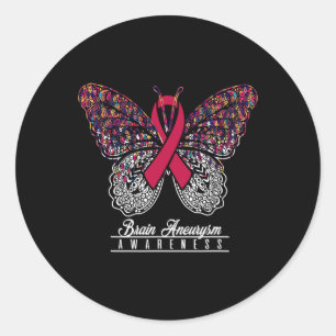 Brain Aneurysm Awareness Butterfly Lovers Gifts Classic Round Sticker