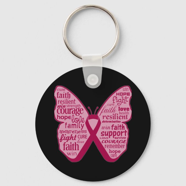 Brain Aneurysm Awareness Butterfly Ribbon Key Ring (Front)