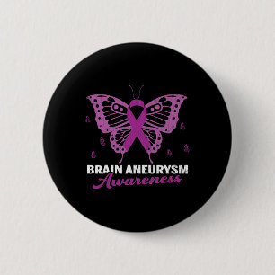Brain Aneurysm Awareness Butterfly Surgery Support 6 Cm Round Badge
