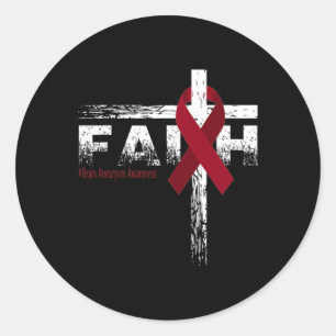 Brain Aneurysm Awareness Christian Faith and Cross Classic Round Sticker