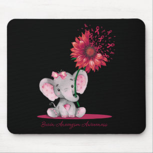 Brain Aneurysm Awareness Cute Elephant Sunflower B Mouse Mat