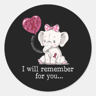Brain Aneurysm Awareness Elephant Classic Round Sticker