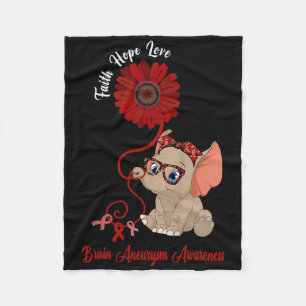 Brain Aneurysm Awareness Elephant Faith Hope Love Fleece Blanket