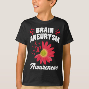 Brain Aneurysm Awareness Flower Ribbon Support Gra T-Shirt