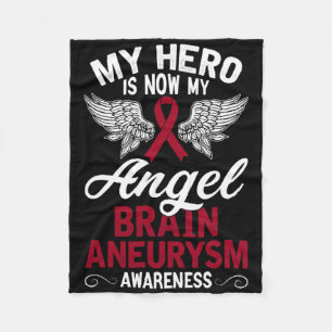 Brain Aneurysm Awareness Gift Burgundy Ribbon 1 Fleece Blanket