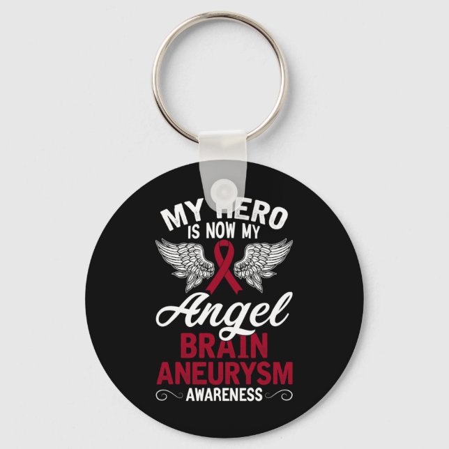 Brain Aneurysm Awareness Gift Burgundy Ribbon 1 Key Ring (Front)