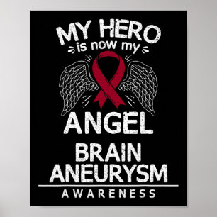 Brain Aneurysm Awareness Gift Burgundy Ribbon  Poster