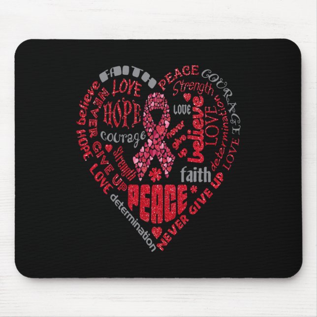 Brain Aneurysm Awareness Heart Words Ba Mouse Mat (Front)