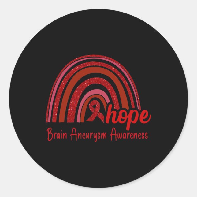 Brain Aneurysm Awareness Hope Rainbow  Classic Round Sticker (Front)