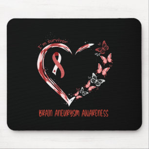 Brain Aneurysm Awareness I'm Survivor Heart Ribbon Mouse Mat