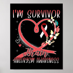 Brain Aneurysm Awareness I'm Survivor Heart Ribbon Poster