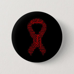 Brain Aneurysm Awareness Month Ribbon With Words 6 Cm Round Badge