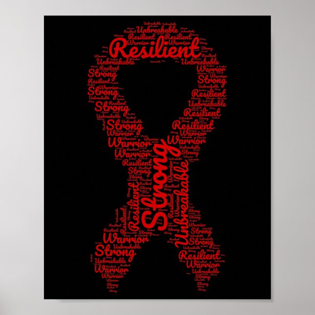 Brain Aneurysm Awareness Month Ribbon With Words  Poster (Front)
